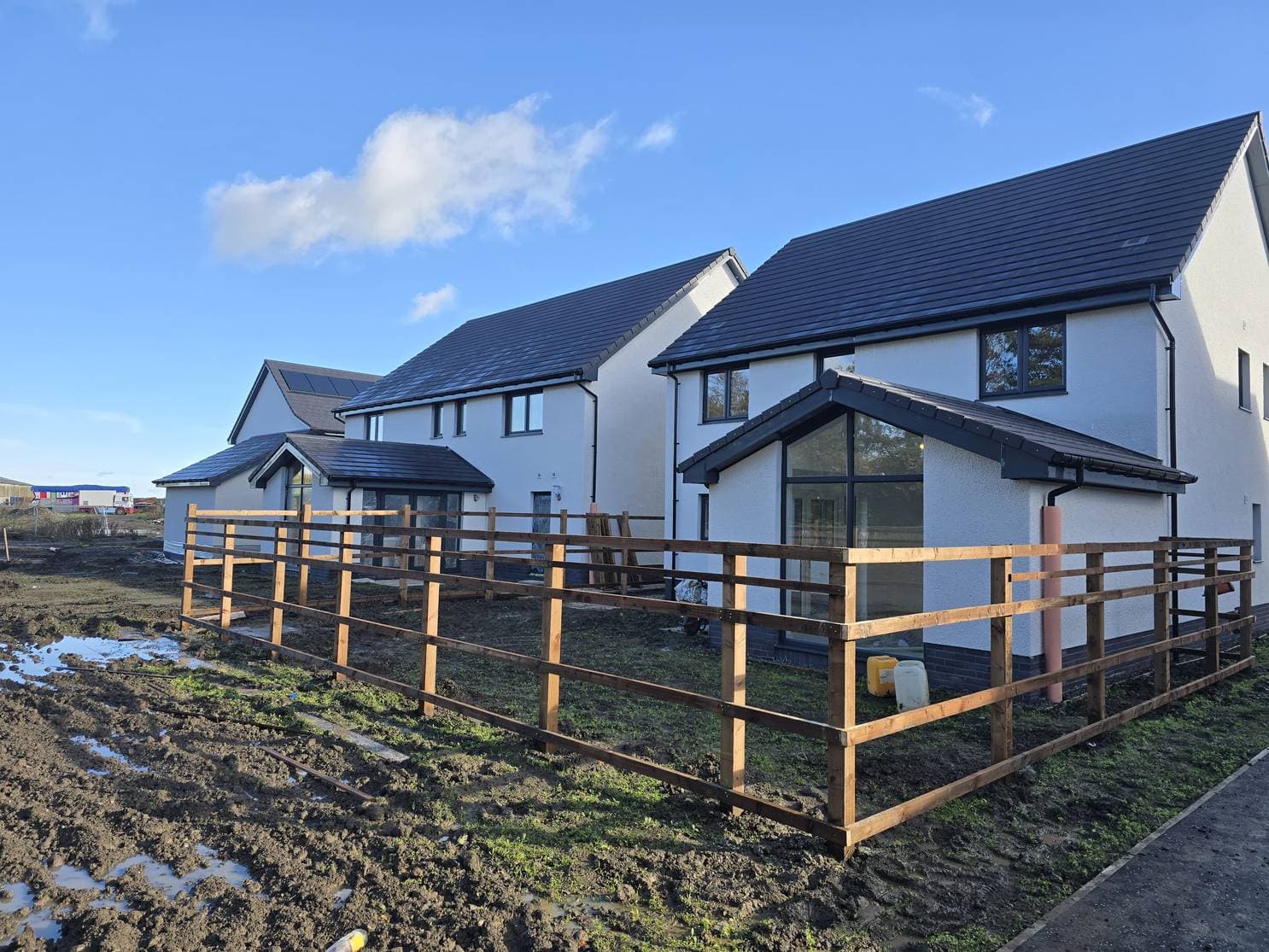 Timber rails fitted before boarding on an East Calder new-build plot