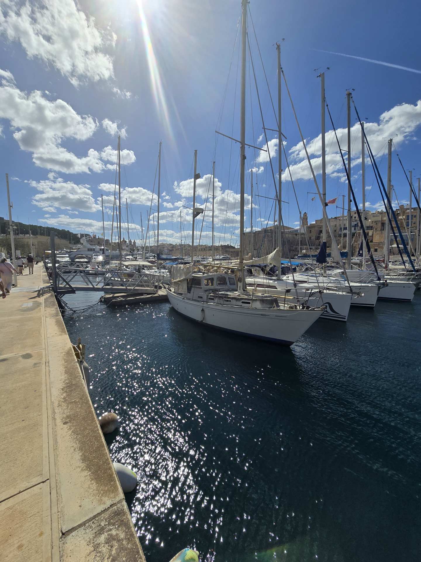 Yachts moored in a sunny Malta marina