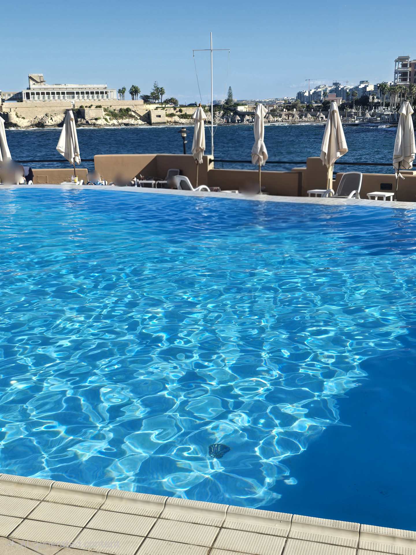 Rooftop pool overlooking the sea in Malta